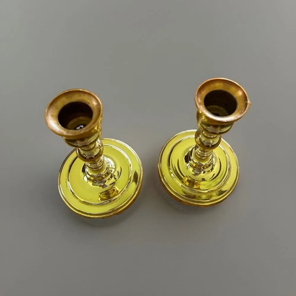 Vintage Baldwin Solid Brass Candlestick Holders Set Of 2  Forged In America
